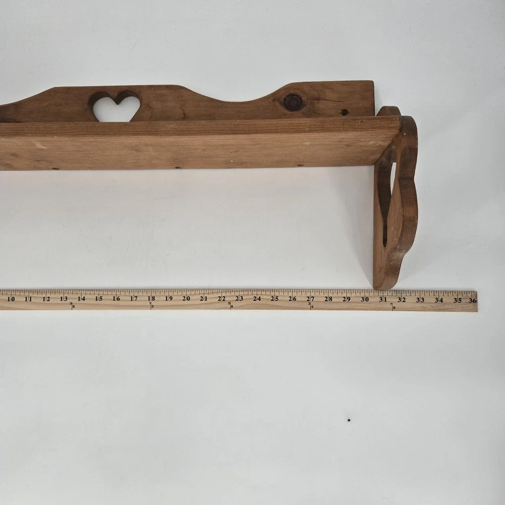 Vintage Wood Wall Shelf Heart Cutout Rustic Country Farmhouse 31